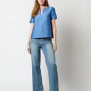 Ann Mashburn Raina Top Blue/Red Dot Jacquard